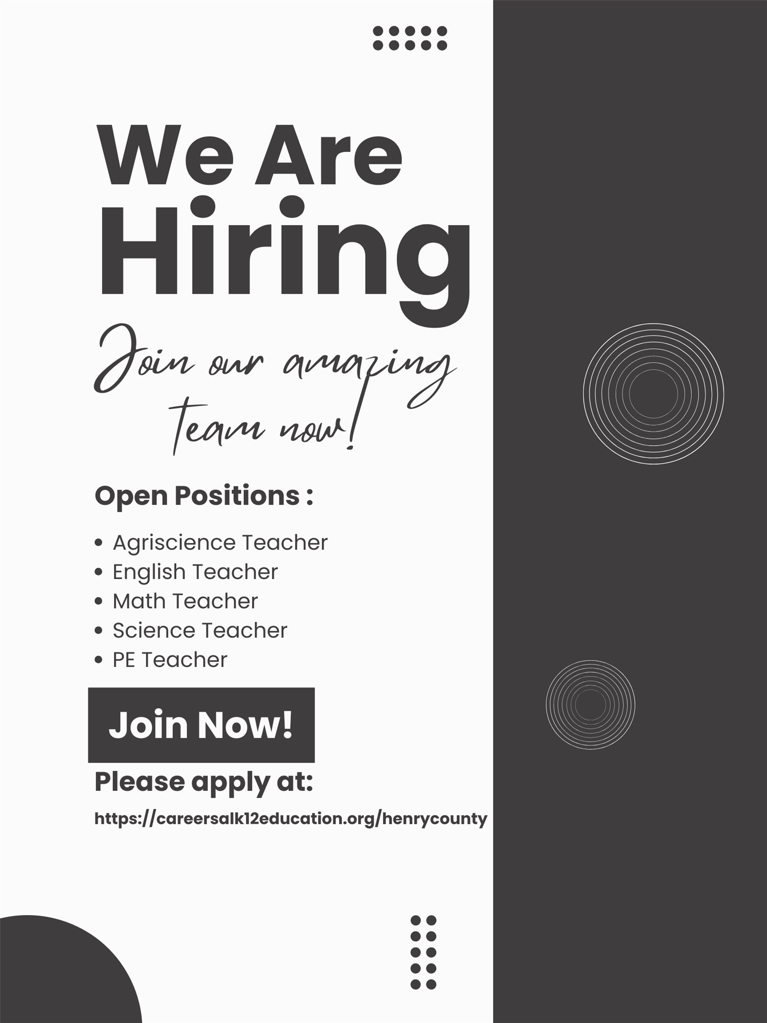 We are hiring teachers